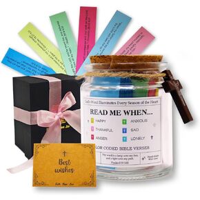 Bible Verse Jar (KJV), Christian Gifts For Women/Men, Read Me When Bible Verse for Mom/Dad - Prayer Jar with Scriptures for Sisters Besties, Religious Graduation Birthday Gift