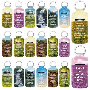 72 Pcs Christian Lipstick Holder Key Chain Bulk Lip Balm Holder with Metal Ring Lipstick Lip Gloss Pouch Religious Party Bible Inspiration Gift for Women Man Church Pastor (Blooming)