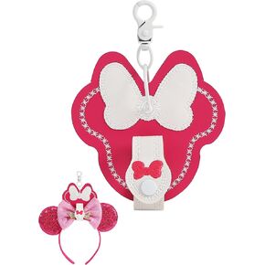 Mouse Ear Holder for Backpack Pink Leather Strap Keychain Headband Holder Trip Accessories Display Decor
