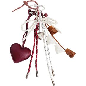QTMY Heart Tassel Bow Beaded Braided Keychain Bag Charms for Handbag Purse Backpack Accessories Bogg Bag,369