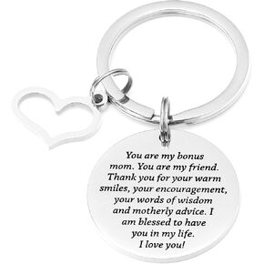 Hutimy Jewelry Step Mom Gifts Keychain Best Bonus Mom Gift Foster Mom Adoption Gifts Adoptive Second Mothers Day Jewelry Keyring for Stepmom Keychain, Stainless Steel, Medium