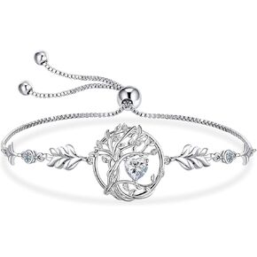 S925 Sterling Silver Tree of Life Birthstone Heart Charm Gifts for Women المجوهرات الذكرى السنوية in Kuwait