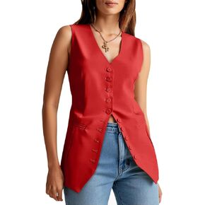 Cicy Bell Womens Button Down Suit Vests Casual Business V Neck Waistcoat Tops Summer Fitted Work Office Sleeveless Blazer