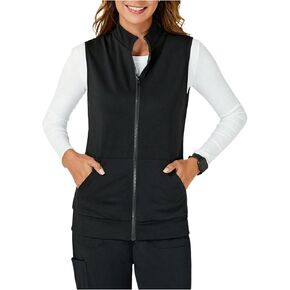 SOLY HUX Women's Zip Up Vest Sleeveless Collared Outerwear Scrubs Workwear with Pocket