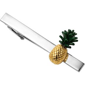 HAWSON 2.2 Inch Men's Tropical Pineapple Tie Clip Silver Tie Bar for Garden Weddings, Office, Luau Parties Botanical Groomsmen Accessories & Nature-Themed Gifts