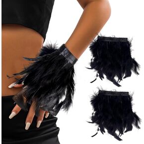 Feather Gloves for Women, Long Gothic Feather Wrist Band Cuffs for Wedding Halloween Cosplay Costume in Saudi Arabia