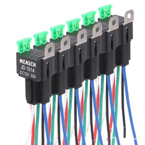Fuse Relay Switch Kit, 12V 30A, 5 Pin SPDT, 30A Switch Harness Set, Automotive Electrical Relays with 14 AWG Hot Wires (1)