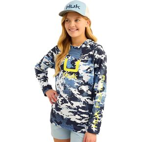 HUK Boys' KC Scott Patterned Hoodie, Performance Hooded Fishing Shirt
