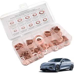 200 PCS Car M5 M6 M8 M10 M12 M14 مجموعة مزيج من حشية متعدد المواصفات ، حشية زيت النحاس من النحاس المقيس ، أجزاء استبدال التعديل التحديثي ، مناسبة لمعظم السيارات (الذهب)