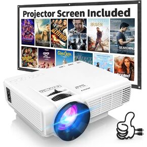 احدث ترقية 7500 لومن ميني جهاز عرض للافلام الخارجية، شاشة FHD 1080P 170 انش، تدعم بلاي ستيشن 4، تي في ستيك، الهاتف الذكي، USB، بطاقة SD