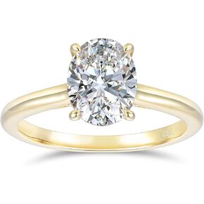 14K Gold Moissanite rings, 2CT D Color Oval Cut Moissanite Engagement Ring, 14K Yellow Gold Hidden Halo Moissanite Rings for Women