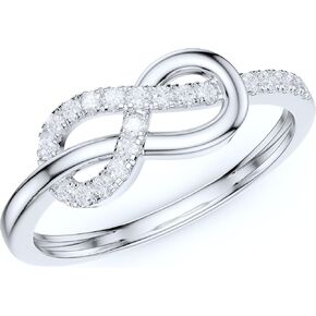 Real 14k White Gold Tie The Infinity Love Knot Simulated Diamond or Genuine MoissaniteIntertwined Ring Promise Ring