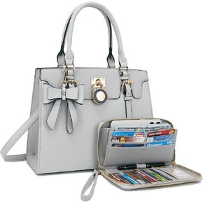 Qiyuer Women Purses And Handbags Set Ladies Top Handle Satchel Tote Shoulder Work Bag With Matching Clutch Wallet 2PCS