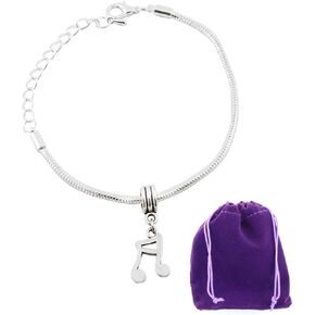 Music Note Bracelet for Women | Musical Bracelet Hypoallergenic Stainless Steel Snake Chain Charm Bracelet Great Music Bracelet for Women showing Music Note Jewelry for Musicians or Music Lovers