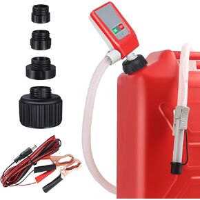 12V مضخة نقل الوقود التلقائي Auto-Stop | 51 "خرطوم + 4 محولات | مضخة غاز/ديزل مقاومة للانسكاب للشاحنات ، القوارب ، RV | محمولة مع طاقة البطارية/السيارة (FN802 (الأزرق))