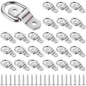 30 Pack D Ring Tie Down Anchors 1/4" Heavy Duty Stainless Steel Surface Floor Mount Lashing Rings 400 Lbs Trailer Tie Down Hooks for Truck, Trailer, Camper, Warehouse, Boat, Cargo Control