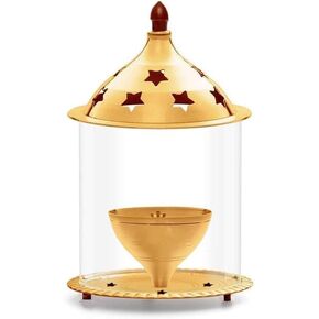 Aditri Creation Brass Star Apple Shape akhand Oil Diya/Lamp Hindu Puja Religious Brass Oil Lamp Pooja Essential for Indian Traditional Pooja Items Decoration (Size:-L;4 Inch,H;6 Inch)