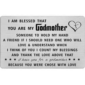Godmother Birthday Gifts from Godchild, Godmother Thank You Gifts, Godmother Birthday Baptism Funny Engraved Wallet Card Presents