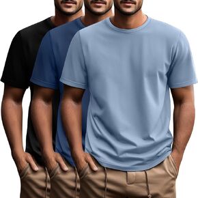 Ficerd 3 Pack Men's Big and Tall Shirts Short Sleeve Cotton Tee Crew Neck Basic Casual Top Loose Fit Summer T Shirts