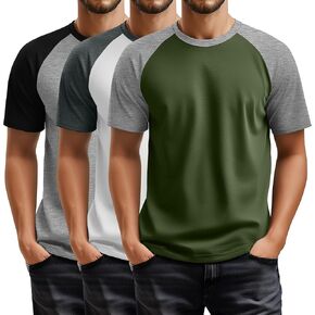 3 حزمة من الرجال القمصان الكبيرة والطويلة الطويلة M-5XL Raglan Crew Neck Rece
