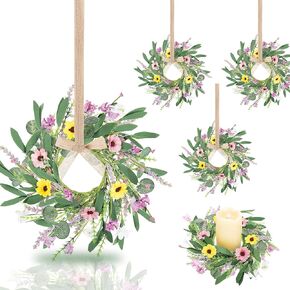6.5 ft Artificial Wildflower Garland Wisteria Lavender Garland Daisy and Lavender Faux Floral Vine Summer Spring Floral Fake Wreath All Year Round Home Decor for Indoor Outdoor Home Wedding Arch
