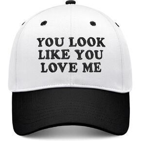 You Look Like You Love Me Hat, Funny Vintage Trucker Hats for Women Men, Trendy Embroidered Snapback Baseball Cap Black