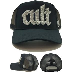 Cult of Individuality New Luxe Script Mesh Trucker Black Snapback Hat