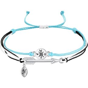 MONOZO Graduation Gifts for Her 2025 - Class of 2025 Inspirational Compass Silver Initial Bracelets Dainty Letter Initial Bracelets College Seniors High School Graduation Gifts for Her