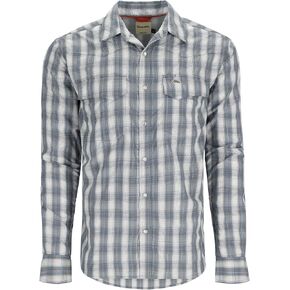 Simms Fishing Products Men's Big Sky Vented Fishing Shirt, Long Sleeve 50+ UPF Top, Storm/Simms Orange Plaid, Small