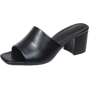Women's Heeled Sandals Square Open Toe comfortable Heeled Mules Chunky Block Low Heel On Slides