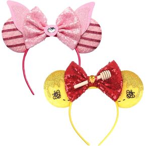 FACHPINT Mouse Ears Headband for Pigletpooh, Cute Sequin Ears for Party, Christmas Decoration, Girl Boy Photo Props
