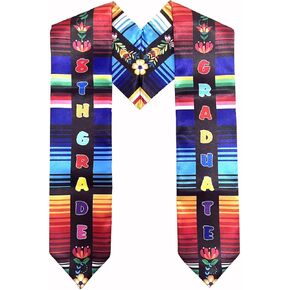 Kids Graduation Stole Sash Mexican Preschool Kindergarten 5th Grade 8th Grade Grad Serape Sash Stole Gift with Flowers