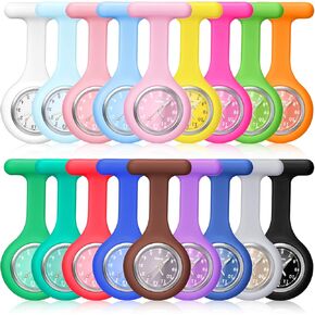 Outus 18 Pieces Nurse Watch for Doctor Nurse Clip on Silicone Brooch Fob Watch Portable Pocket Badge Watches with Second Hand Nurses Week Gift, 18 Colors