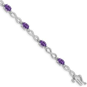 Avariah 14k White Gold Amethyst and Diamond Infinity Bracelet - 7"