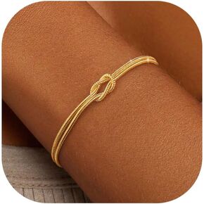 KOHOTA Silver Gold Bracelets for Women Trendy 14K Gold Plated Bracelet for Women Non Tarnish Dainty Stackable Layered Chain Heart Pearl Knot Beaded Bracelets Stack Set Charm Mothers Day Jewelry Gifts