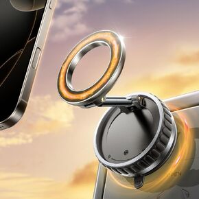 2025 Upgraded Vacuum Suction Cup Phone Mount [24 N55 Stronger Magnets], Vacuum Magnetic Phone Holder Stand [89+LBS Strongest Suction], 360° Adjustable for Your Car/Gym/Mirror