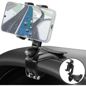 حامل الهاتف المحمول متعدد الوظائف للسيارة - حامل الهاتف الخليوي مقطع لتركيب Car Sun Visor ، مرآة الرؤية الخلفية ، Universal 360 درجة التناوب Clamp Clamp Clamp لجميع الهواتف