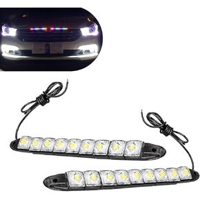 LED مصابيح الجري أثناء النهار ، 360 درجة الانحناء IP67 مقاوم للماء 8000K ~ 8500K أضواء ضباب عالية الطاقة ، 3 أمتار تركيبات المسمار الدعم ذاتية ، مناسبة لمعظم السيارات (بيضاء)