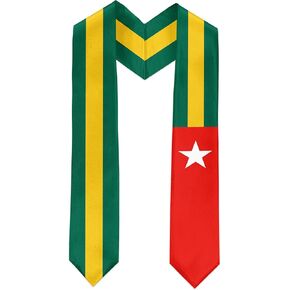 Togo Flag Graduation Sash Satin Scarf 72" Stole for Abroad Student International Study Class