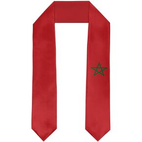 Morocco Flag Graduation Stole Satin Stole Scarf for Study Aboard International Students 72" Length