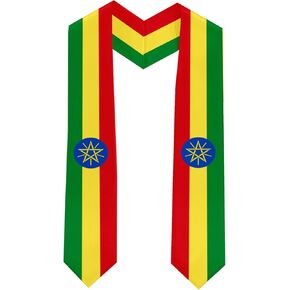 Class of 2025 Ethiopia Flag Graduation Stole Celebrate Your Academic Achievements in Style with Our Elegant Satin Sash 71" long