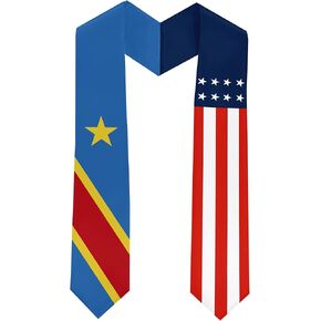 Dem Rep of the Congo Kinshasa Flag International Students Graduation Sash Stole Scarves 180 X 13 CM/70 X 5 INCHES Double Sided Graduation Decoration Item