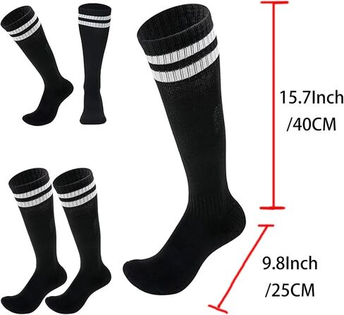 2Pairs Soccer Socks for Kids Solid Striped Knee High Tube Football Sports Socks for 6-13Years Old Boys Girls in Kuwait