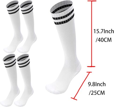 2Pairs Soccer Socks for Kids Solid Striped Knee High Tube Football Sports Socks for 6-13Years Old Boys Girls in Kuwait
