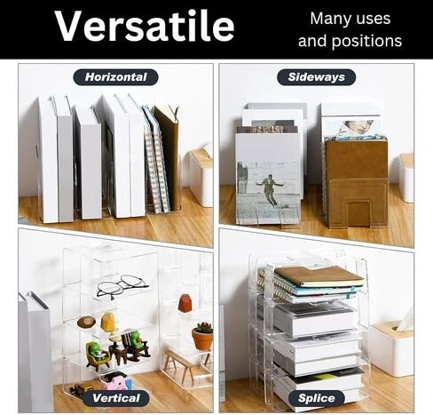 4Pc Clear Plastic Purse Handbag Organizer 4 Sections Bag Closet Shelf Divider Purse Display Stand Handbag Storage Organizer Clear Desk File Sorter Stand Holder Bookshelf (4) in Saudi Arabia