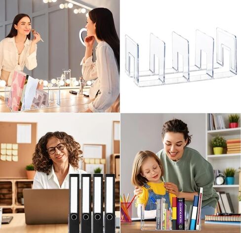 4Pc Clear Plastic Purse Handbag Organizer 4 Sections Bag Closet Shelf Divider Purse Display Stand Handbag Storage Organizer Clear Desk File Sorter Stand Holder Bookshelf (4) in Saudi Arabia