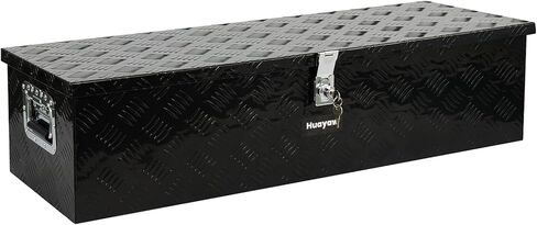 Aluminum Truck Tool Box, Heavy Duty Waterproof Truck Storage Organizer, Pickup Truck Bed RV Trailer with Side Handle, Lock and Keys (Black, 49-INCH) in Kuwait