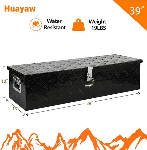 Aluminum Truck Tool Box, Heavy Duty Waterproof Truck Storage Organizer, Pickup Truck Bed RV Trailer with Side Handle, Lock and Keys (Black, 49-INCH) in Kuwait