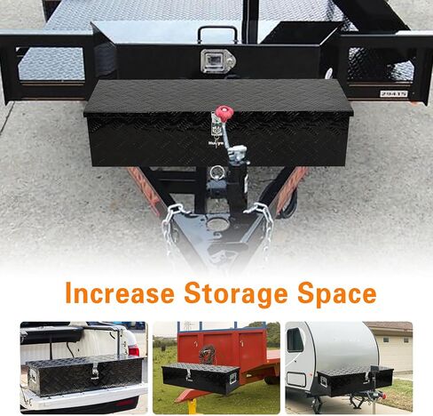 Aluminum Truck Tool Box, Heavy Duty Waterproof Truck Storage Organizer, Pickup Truck Bed RV Trailer with Side Handle, Lock and Keys (Black, 49-INCH) in Kuwait