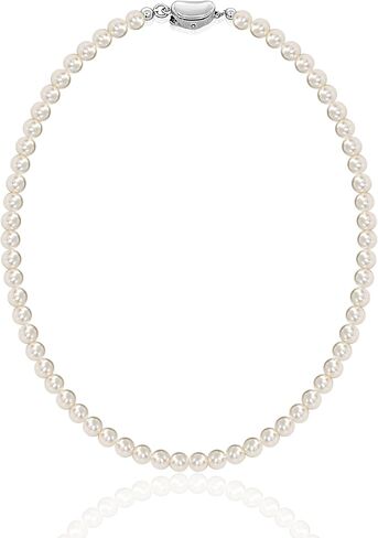 White Swarovski Pearl Necklace for Women 925 Sterling Silver Clasp Ivory Swarovski Pearls Strands 4mm 6mm 8mm Jewelry Gift for Wedding Prom Birthday Bridesmaids Mothers Day in Saudi Arabia